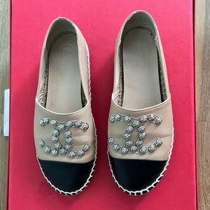 Lambskin C-C Camellia Stud Espadrilles
